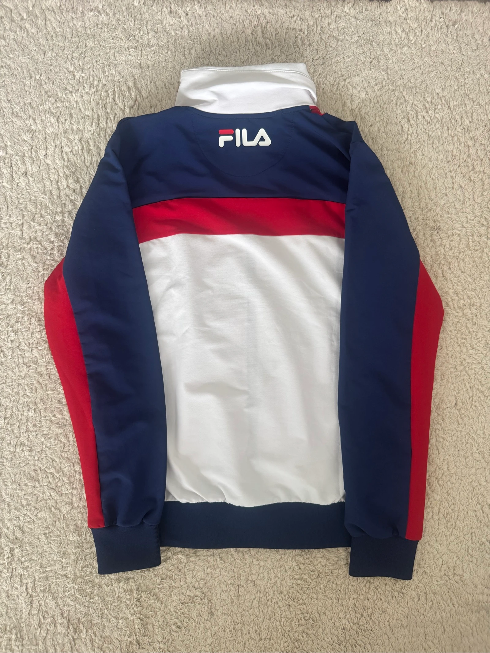 FILA Jaqueta de Treino com Zíper Branca Vermelha Azul Jaqueta Esportiva Y2K Retro Streetwear S – photo 7